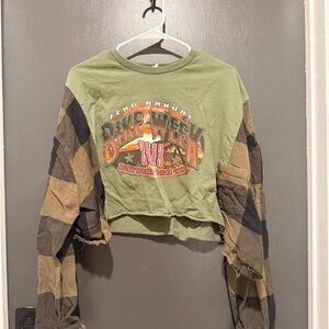 Green and Tan Harley Davidson Custom Campfire Bike Week 2013 Graphic Crop Top